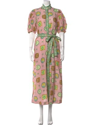 Pre-owned Alemais Linen Long Dress In Pink