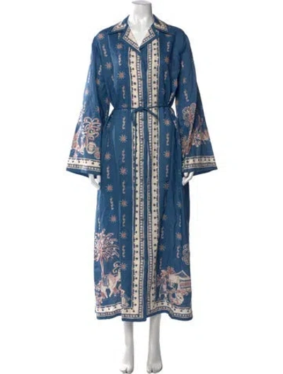 Pre-owned Alemais Linen Long Dress W/ Tags In Blue