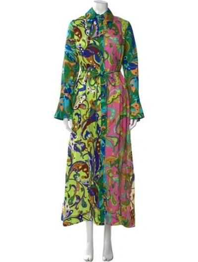 Pre-owned Alemais Linen Long Dress W/ Tags In Green