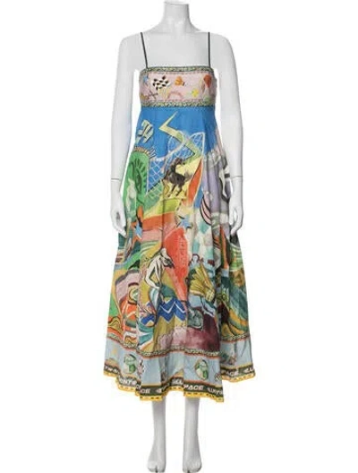 Pre-owned Alemais Linen Long Dress W/ Tags In Multi