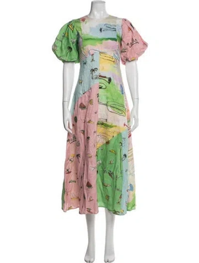 Pre-owned Alemais Linen Long Dress W/ Tags In Pink