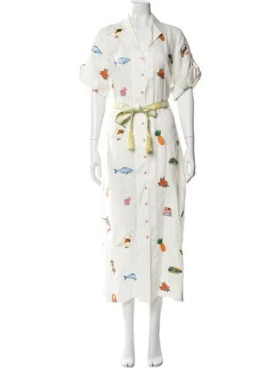 Pre-owned Alemais Linen Long Dress In White