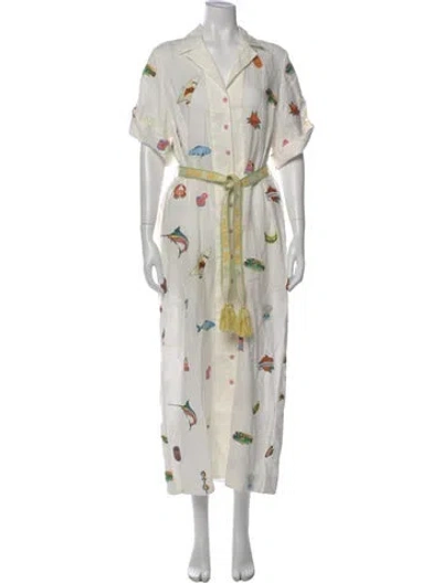 Pre-owned Alemais Linen Long Dress In White
