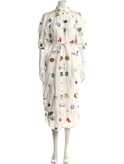 Pre-owned Alemais Linen Long Dress In White