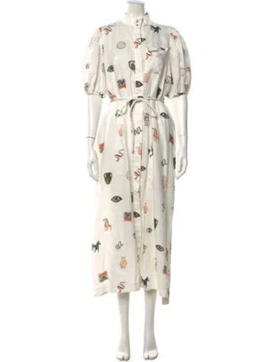 Pre-owned Alemais Linen Long Dress In White