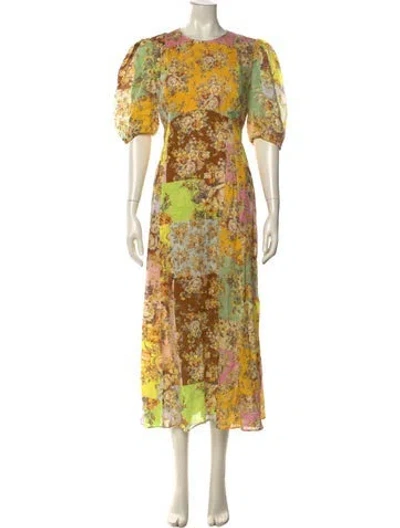 Pre-owned Alemais Linen Long Dress In Yellow