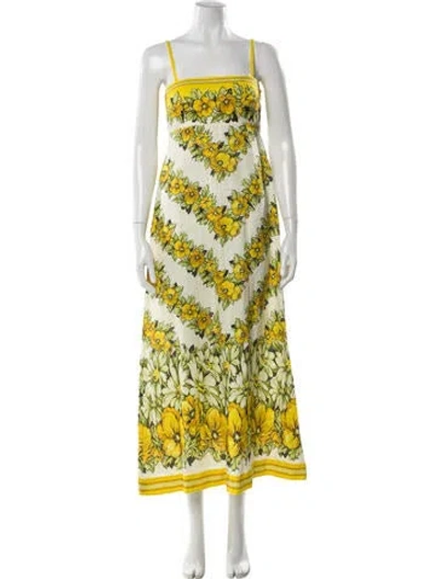 Pre-owned Alemais Linen Long Dress In Yellow
