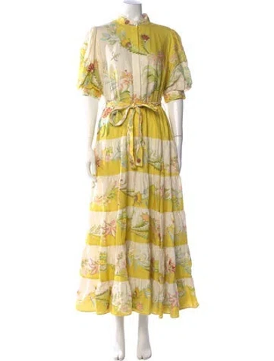 Pre-owned Alemais Linen Long Dress In Yellow