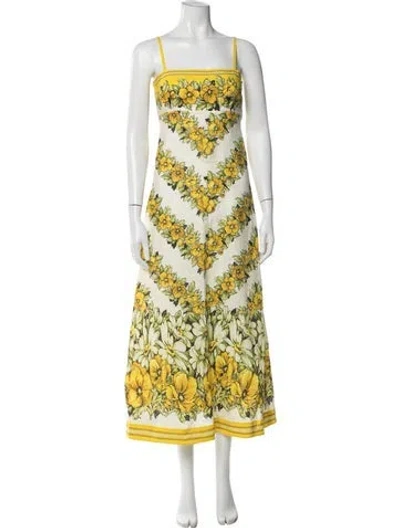 Pre-owned Alemais Linen Long Dress In Yellow