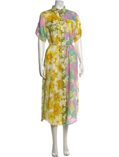 Pre-owned Alemais Linen Long Dress In Yellow