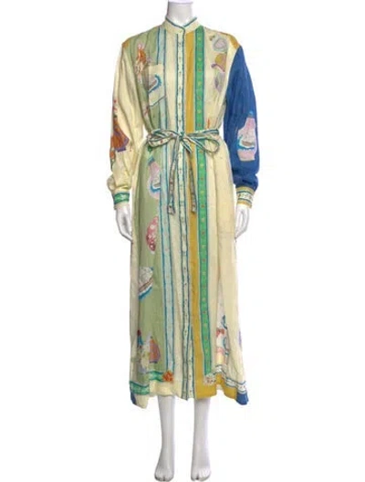 Pre-owned Alemais Linen Long Dress In Yellow