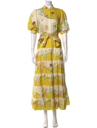 Pre-owned Alemais Linen Long Dress In Yellow