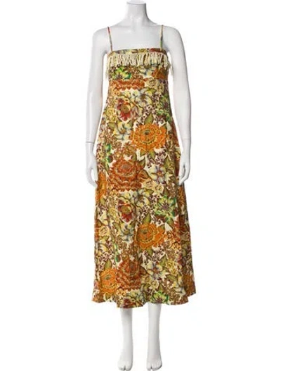Pre-owned Alemais Linen Long Dress In Yellow