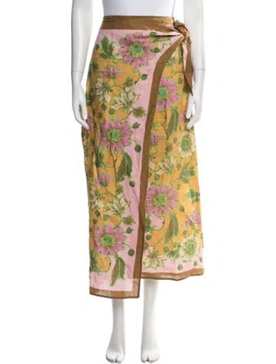 Pre-owned Alemais Linen Long Skirt In Yellow