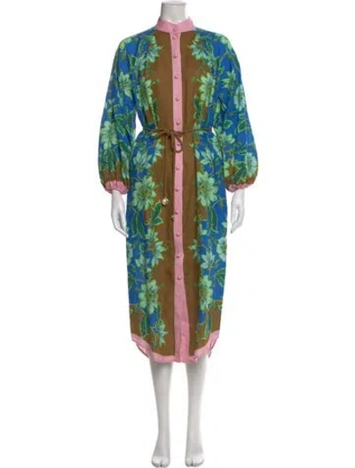 Pre-owned Alemais Linen Midi Length Dress In Blue