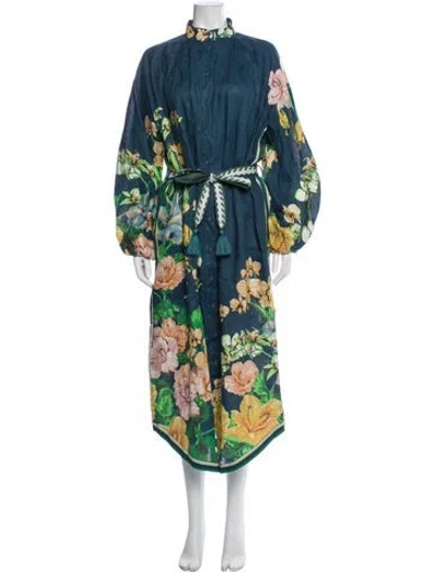 Pre-owned Alemais Linen Midi Length Dress In Blue