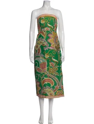 Pre-owned Alemais Linen Midi Length Dress In Green