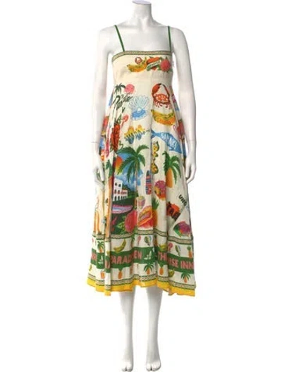 Pre-owned Alemais Linen Midi Length Dress In Green
