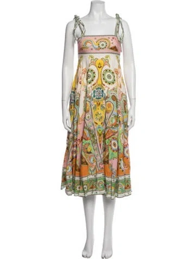 Pre-owned Alemais Linen Midi Length Dress In Multi