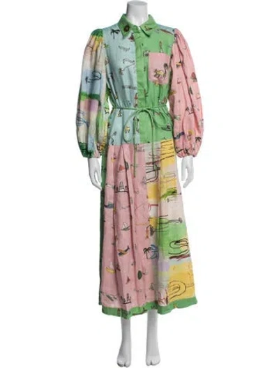 Pre-owned Alemais Linen Midi Length Dress In Multi