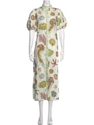 Pre-owned Alemais Linen Midi Length Dress In Multicolor