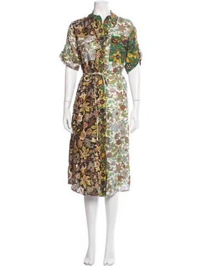 Pre-owned Alemais Linen Midi Length Dress In Multicolor