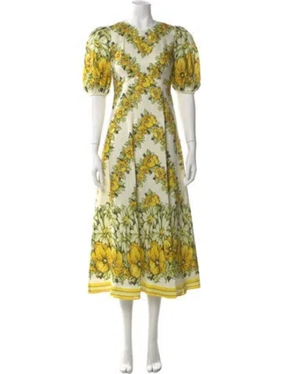 Pre-owned Alemais Linen Midi Length Dress In Neutral