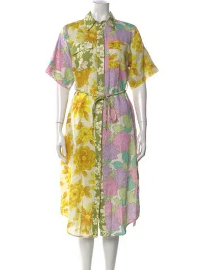 Pre-owned Alemais Linen Midi Length Dress In Neutral