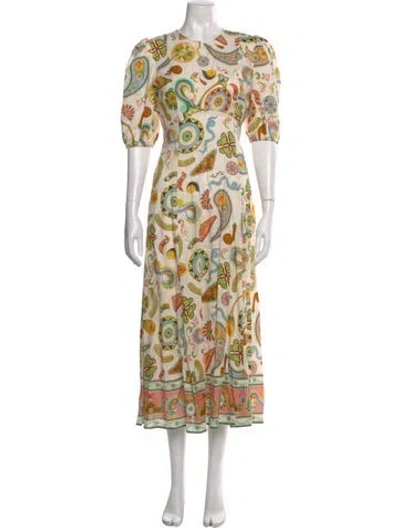 Pre-owned Alemais Linen Midi Length Dress In Neutral