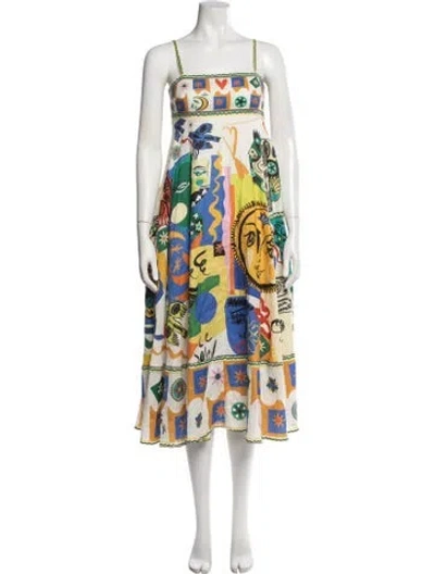 Pre-owned Alemais Linen Midi Length Dress In Neutrals