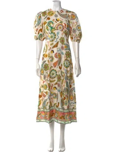 Pre-owned Alemais Linen Midi Length Dress In Neutrals