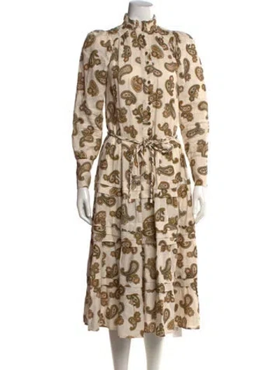 Pre-owned Alemais Linen Midi Length Dress In Neutrals