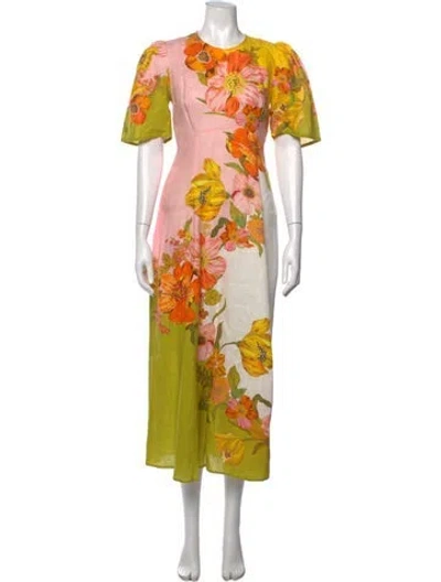 Pre-owned Alemais Linen Midi Length Dress In Neutrals