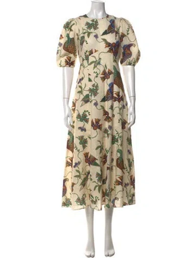 Pre-owned Alemais Linen Midi Length Dress In Neutrals