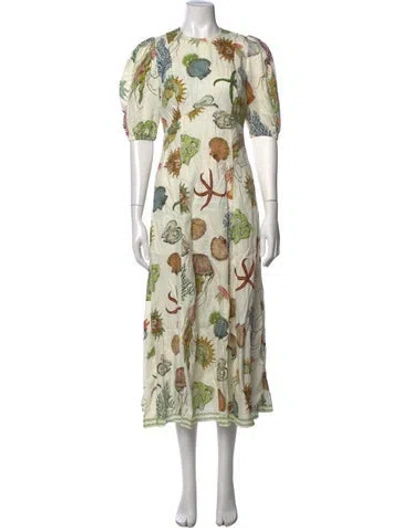 Pre-owned Alemais Linen Midi Length Dress In Neutrals