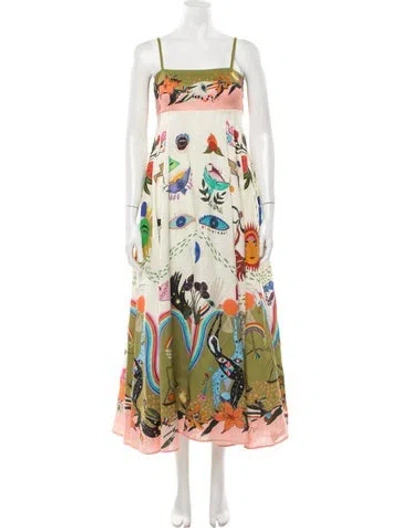 Pre-owned Alemais Linen Midi Length Dress In Neutrals