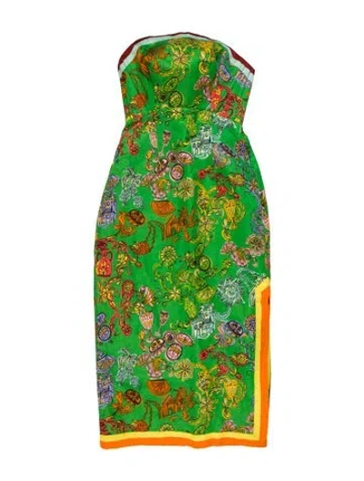 Pre-owned Alemais Linen Midi Length Dress W/ Tags In Green