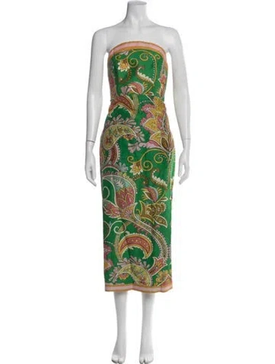 Pre-owned Alemais Linen Midi Length Dress W/ Tags In Green