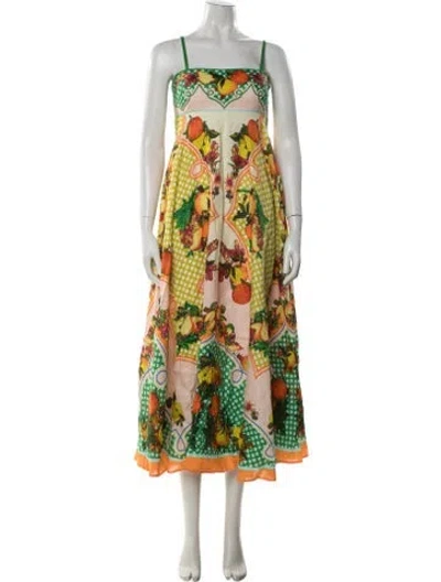 Pre-owned Alemais Linen Midi Length Dress W/ Tags In Green