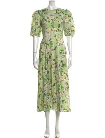 Pre-owned Alemais Linen Midi Length Dress W/ Tags In Green
