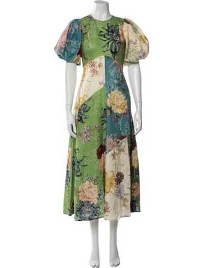 Pre-owned Alemais Linen Midi Length Dress W/ Tags In Green