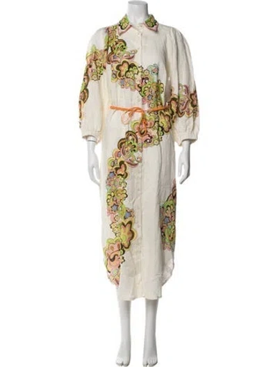 Pre-owned Alemais Linen Midi Length Dress W/ Tags In Multi