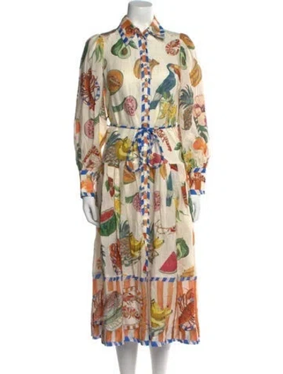 Pre-owned Alemais Linen Midi Length Dress W/ Tags In Neutral