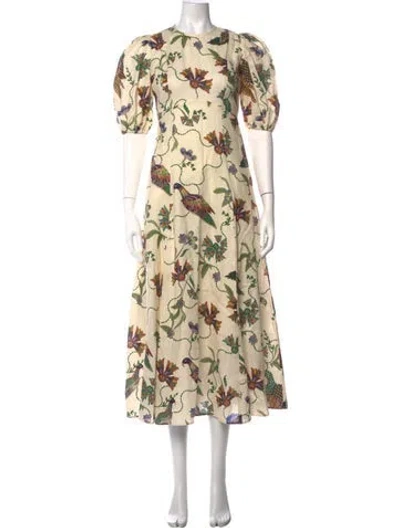 Pre-owned Alemais Linen Midi Length Dress W/ Tags In Neutrals