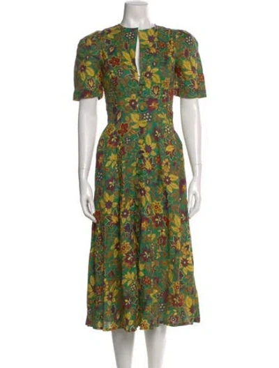 Pre-owned Alemais Linen Midi Length Dress In Yellow
