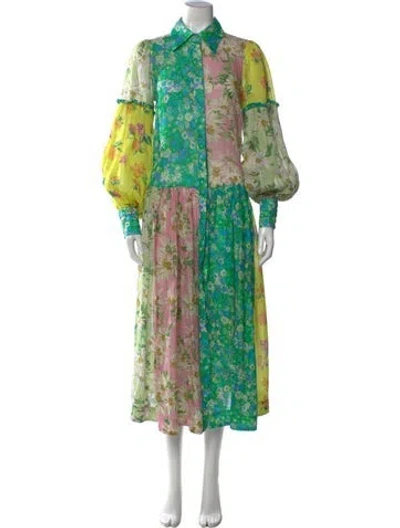 Pre-owned Alemais Linen Midi Length Dress In Yellow