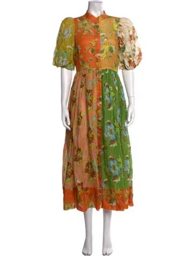Pre-owned Alemais Linen Midi Length Dress In Yellow