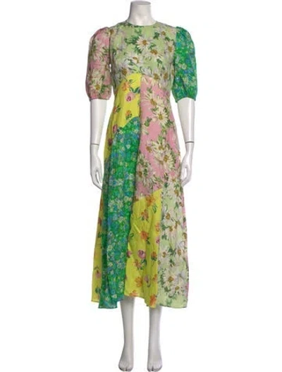 Pre-owned Alemais Linen Midi Length Dress In Yellow