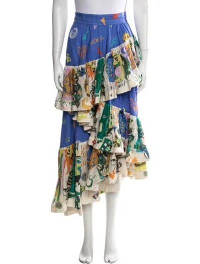 Pre-owned Alemais Linen Midi Length Skirt In Blue