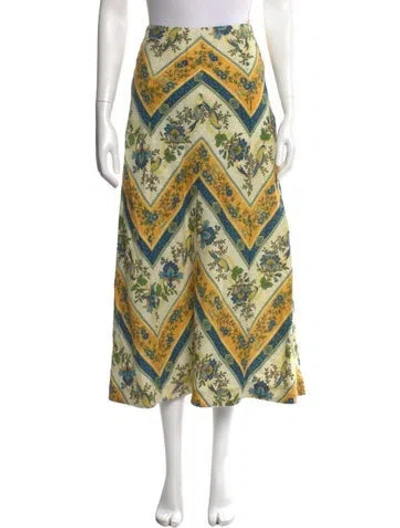 Pre-owned Alemais Linen Midi Length Skirt In Yellow